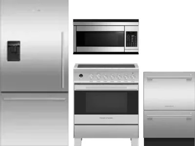 4 Piece Package Includes Refrigerator, Range, Microwave And Dishwasher